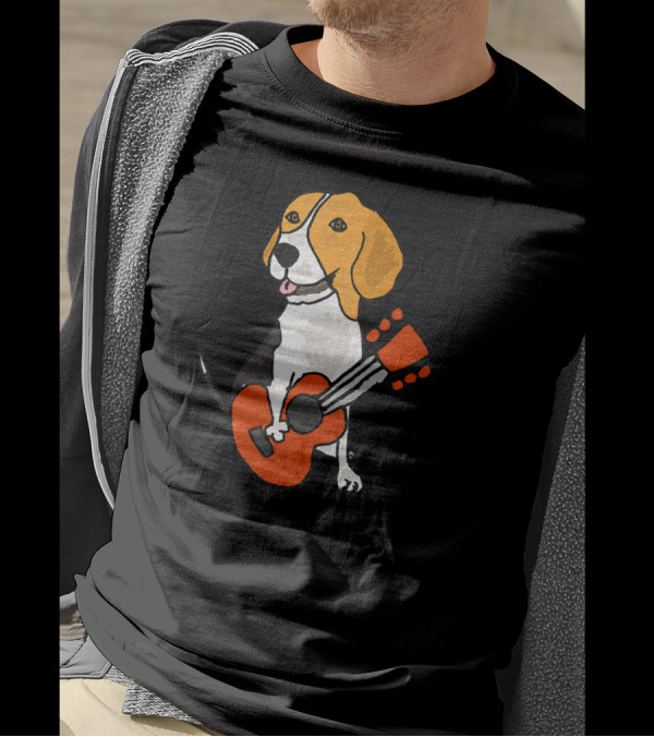 Smilemoretees Beagle Dog Playing Guitar T-Shirt