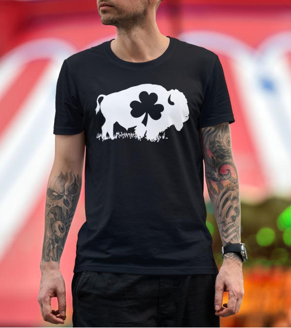 Premium T-Shirt: St. Patricks Day Shamrock Buffalo Bison Green Iconic T-Shirt St. Patricks Day Shamrock Buffalo Bison Green Iconic T-Shirt