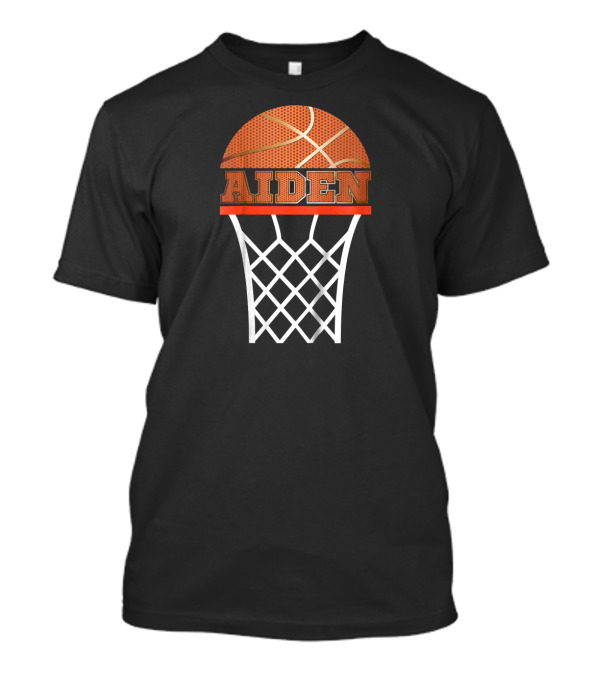 Aiden Custom Kids Basketball Hoop Name T-Shirt