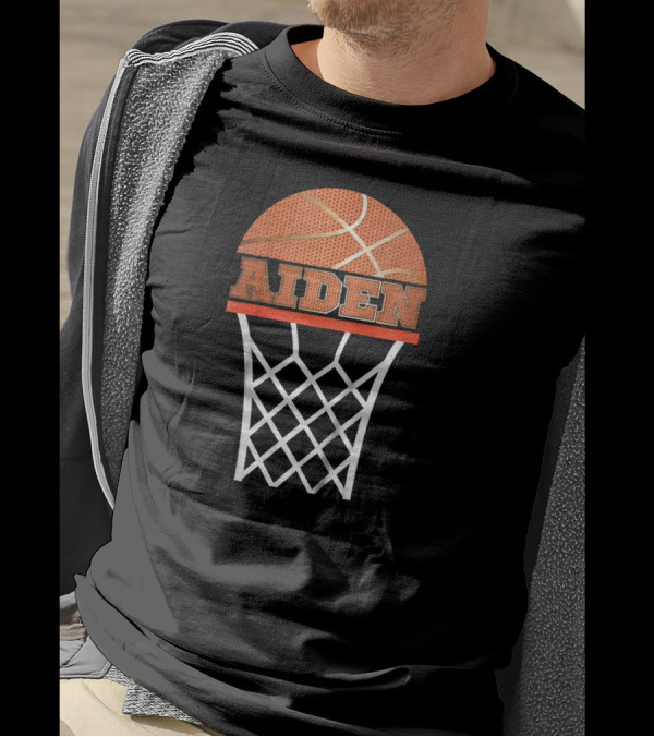 Aiden Custom Kids Basketball Hoop Name T-Shirt