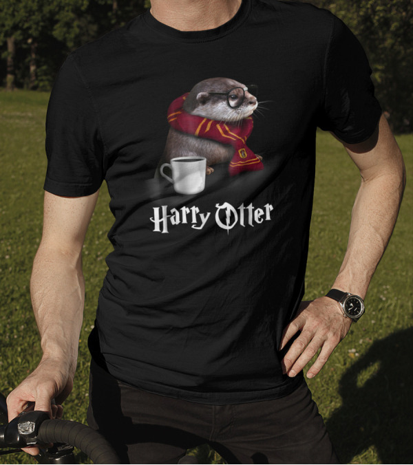 Harry Otter Funny Otter With Glasses And Red Scarf T-Shirt