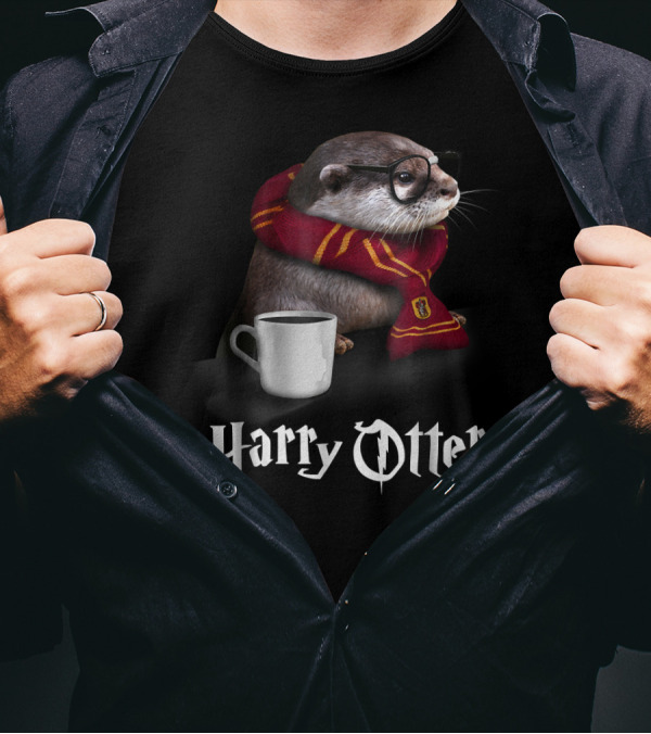 Harry Otter Funny Otter With Glasses And Red Scarf T-Shirt
