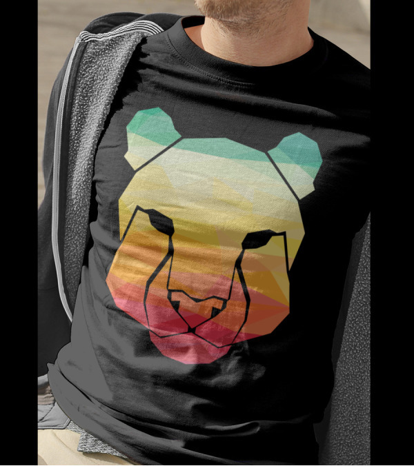 Prismatic Cheetah Head Geometric Colorful T-Shirt