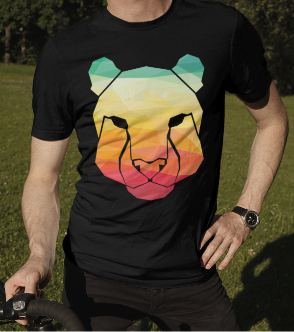 Prismatic Cheetah Head Geometric Colorful T-Shirt