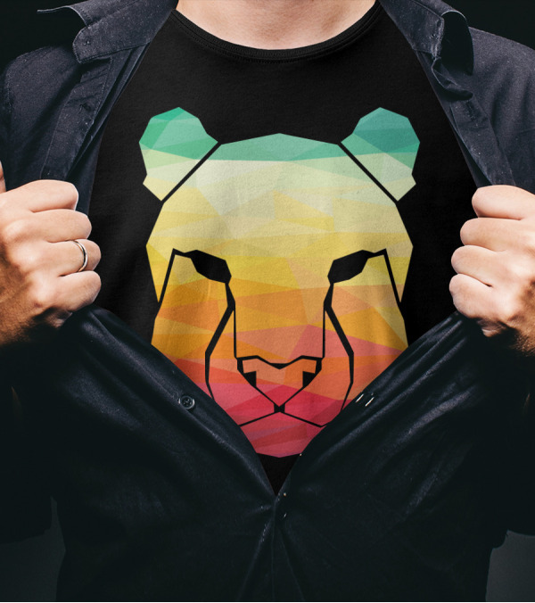 Prismatic Cheetah Head Geometric Colorful T-Shirt
