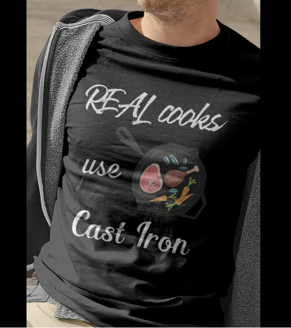 Real Cooks Use Cast Iron Skillet With Meat And Vegetables T-Shirt
