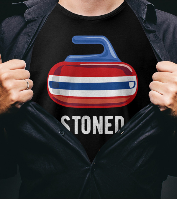 Stoned Curling Pun Curling Sweep Tea T-Shirt
