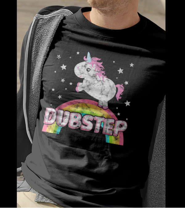 Funny Ironic Cool Unicorn Dubstep Music Stars Rainbow T-Shirt