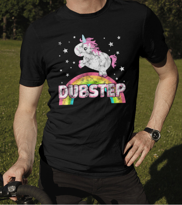 Funny Ironic Cool Unicorn Dubstep Music Stars Rainbow T-Shirt
