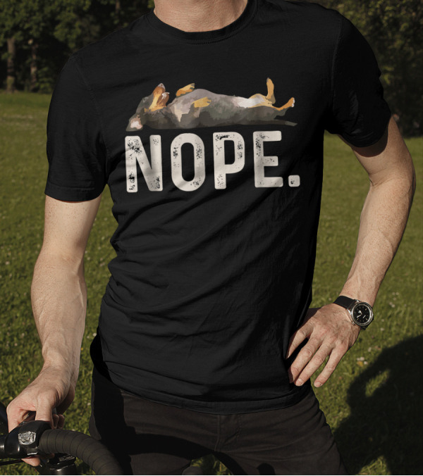 NOPE Lazy Dachshund On Back Nap Mode T-Shirt