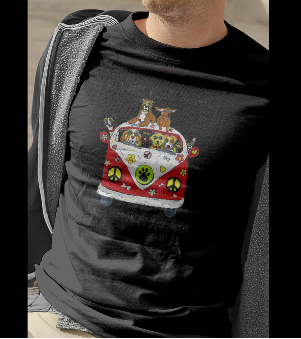 On A Dark Desert Highway Cool Wind In My Hair Van With Dogs Peace Signs T-Shirt