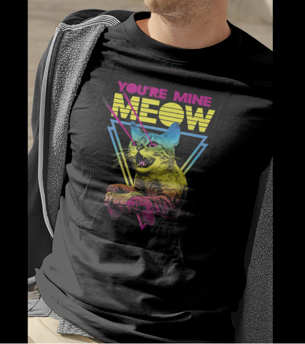 You're Mine Meow Retro Laser Eyes Gaming Cat Gamer T-Shirt