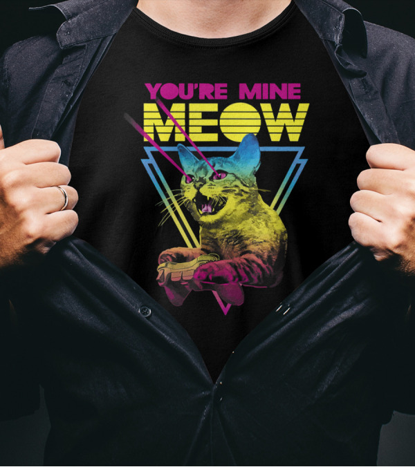 You're Mine Meow Retro Laser Eyes Gaming Cat Gamer T-Shirt