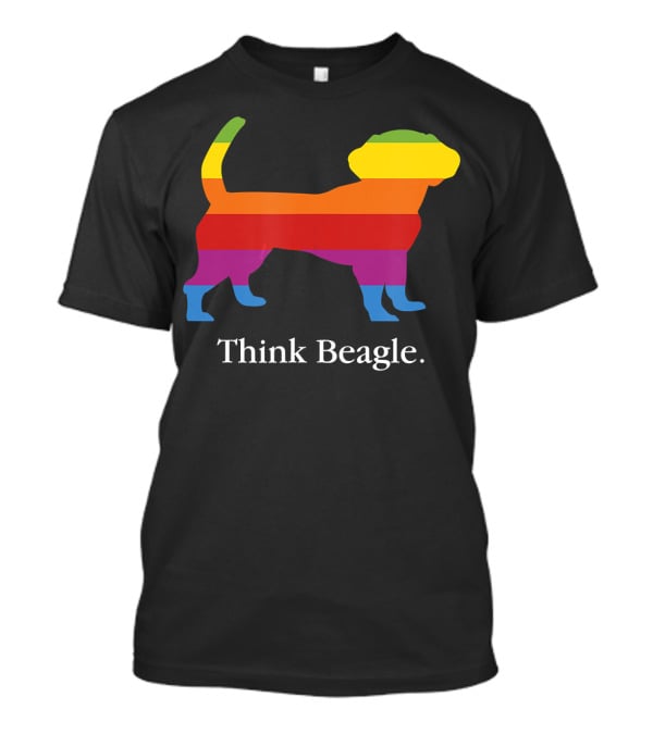 Think Beagle Rainbow Striped Dog T-Shirt