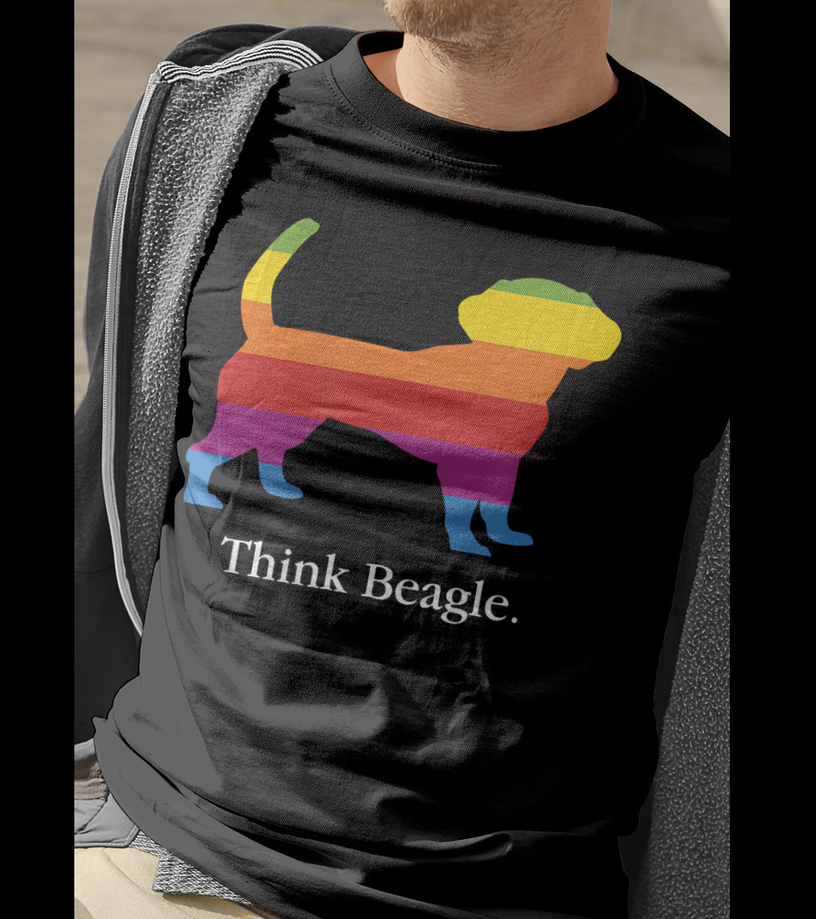 Think Beagle Rainbow Striped Dog T-Shirt