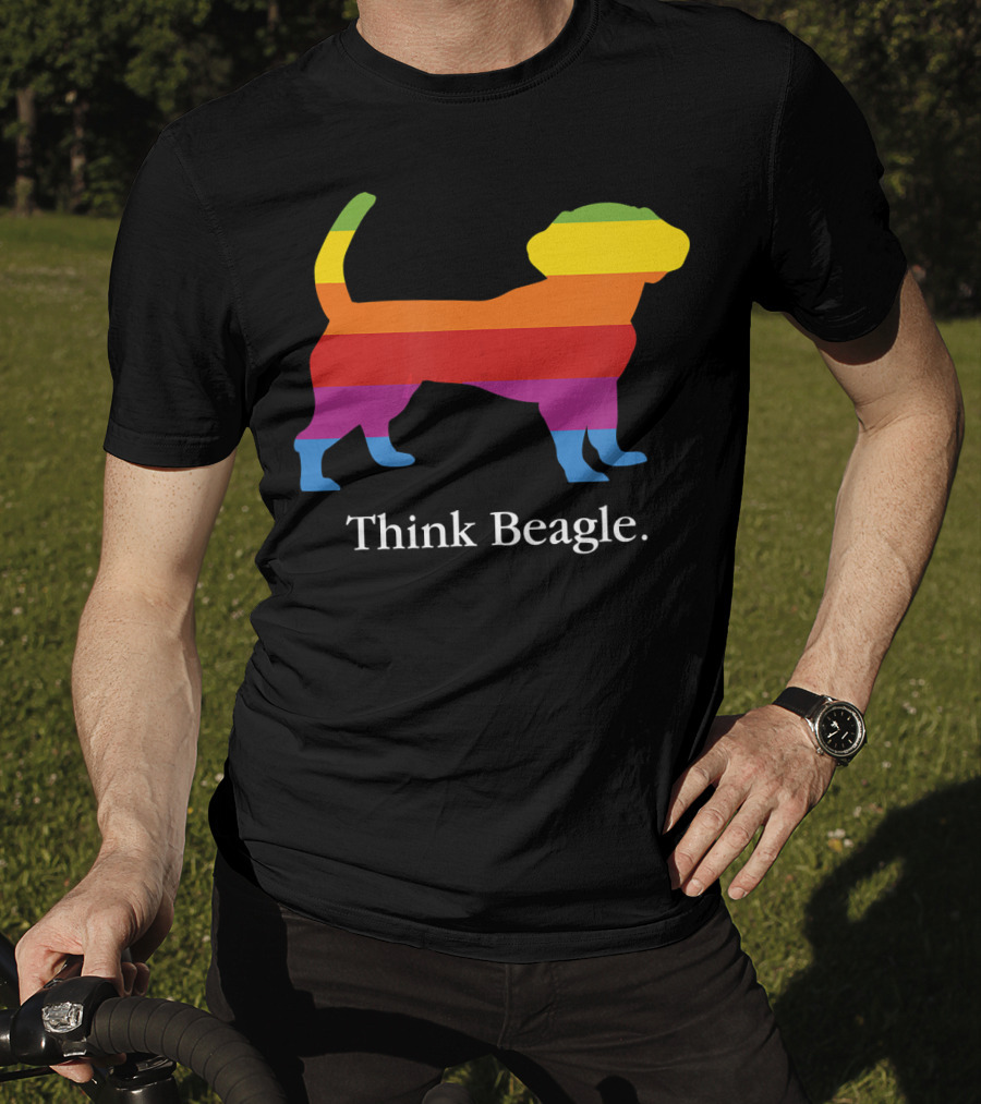 Think Beagle Rainbow Striped Dog T-Shirt