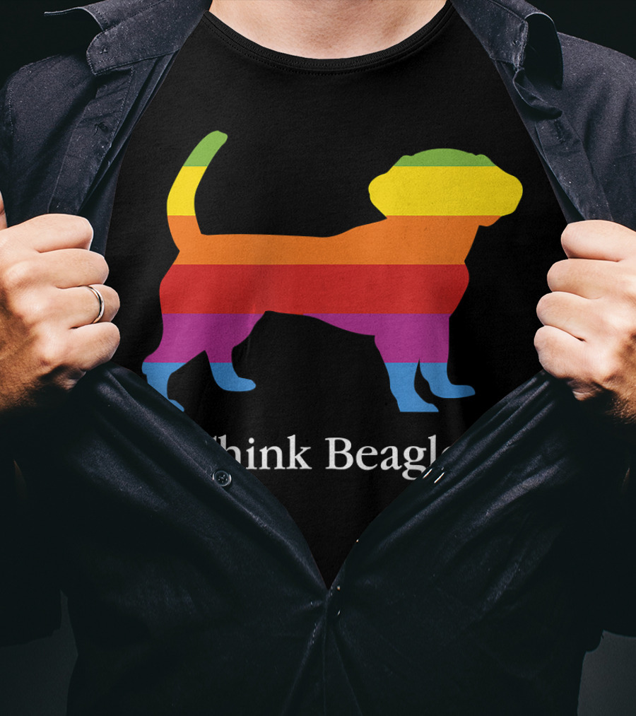 Think Beagle Rainbow Striped Dog T-Shirt