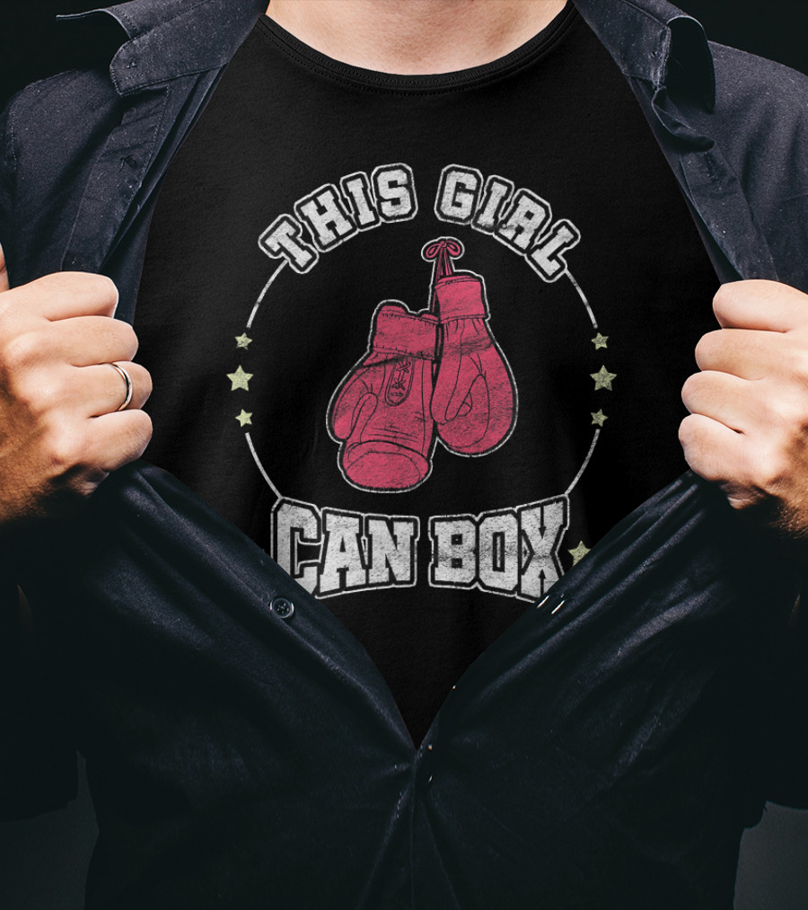 This Girl Can Box Cool Women Boxer Boxing Gloves Stars T-Shirt