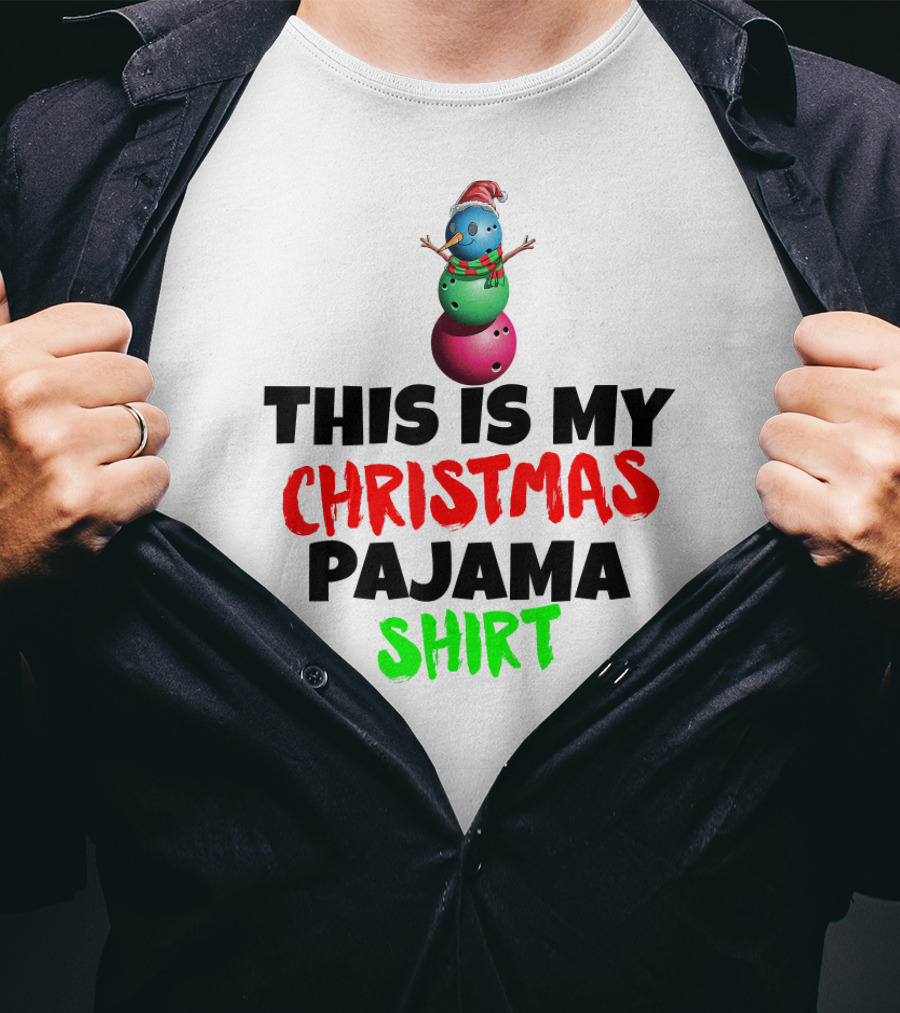 This Is My Christmas Pajama Shirt Santa Snowman T-Shirt
