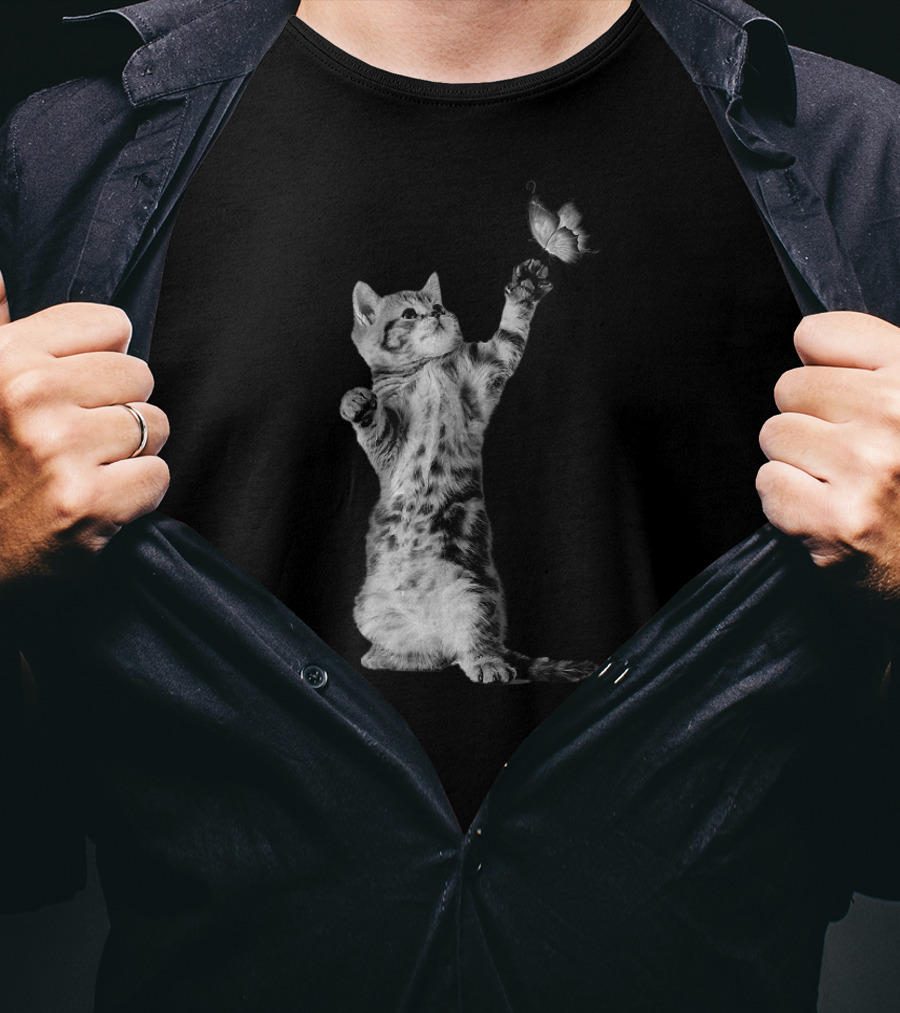 This Kitty Play Butterflies T-Shirt