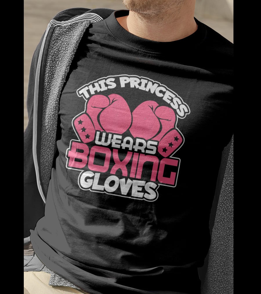 This Princess Wears Boxing Gloves Pink Boxing Gloves Stars T-Shirt