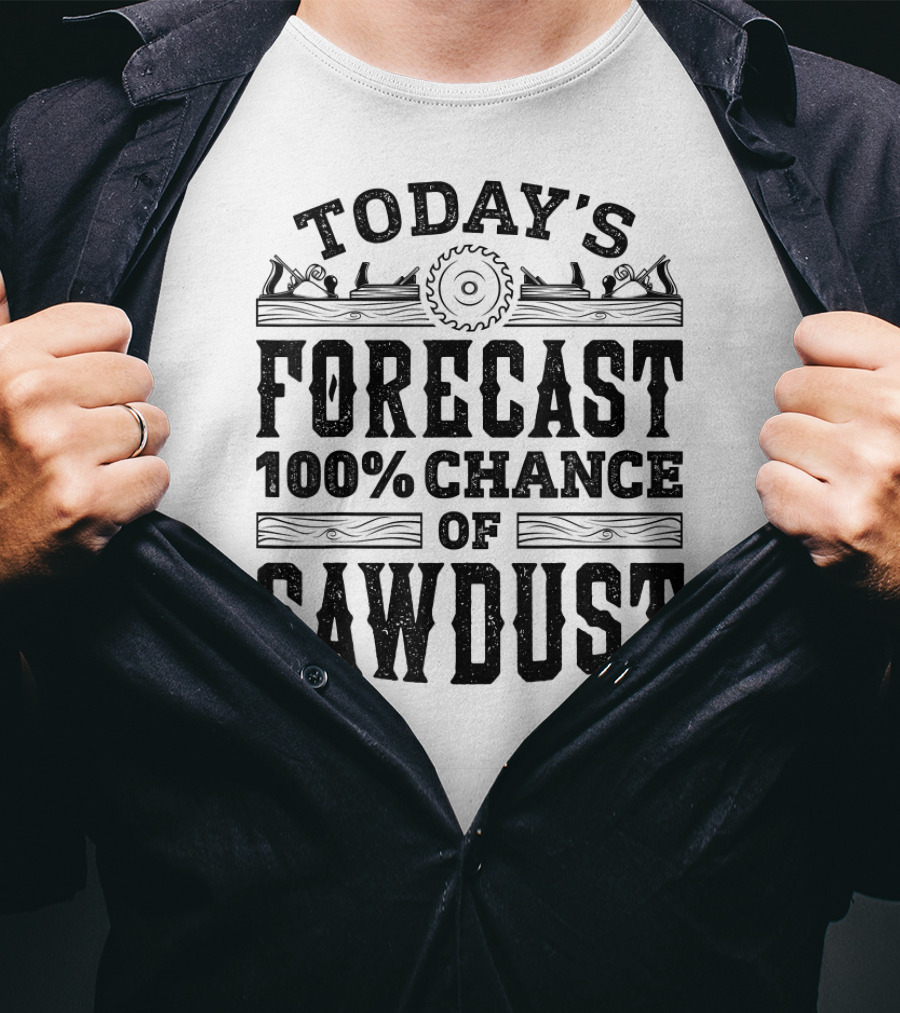 Today's Forecast 100 Percent Chance Of Sawdust Woodwork And Carpentry T-Shirt