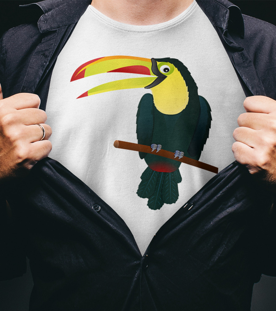 Toucan Bird Perched On Branch With Vibrant Beak T-Shirt