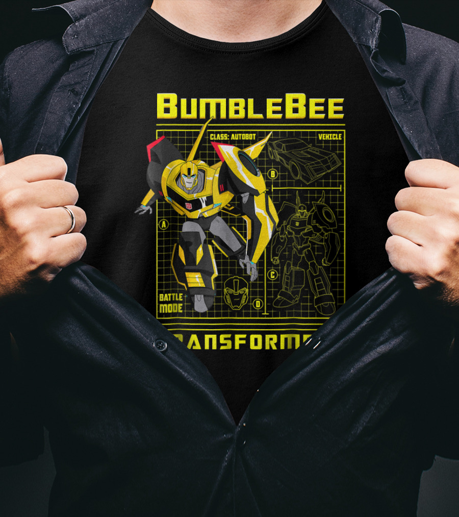 Transformers Bumblebee Battle Mode Autobot Vehicle Blueprint T-Shirt