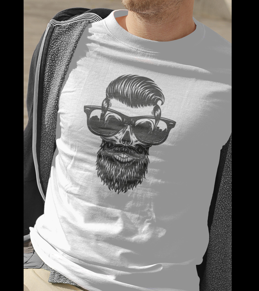 Skull With Beard And Sunglasses Vintage Look T-Shirt