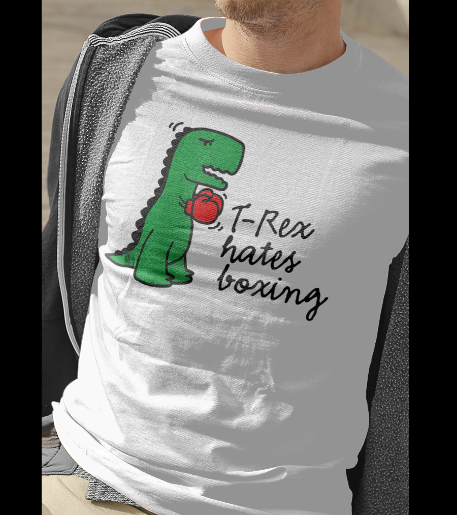 T Rex Hates Boxing Dinosaur With Red Boxing Glove T-Shirt