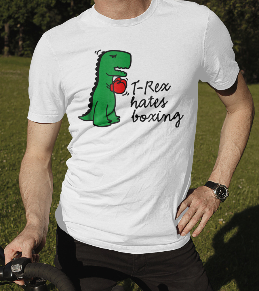 T Rex Hates Boxing Dinosaur With Red Boxing Glove T-Shirt