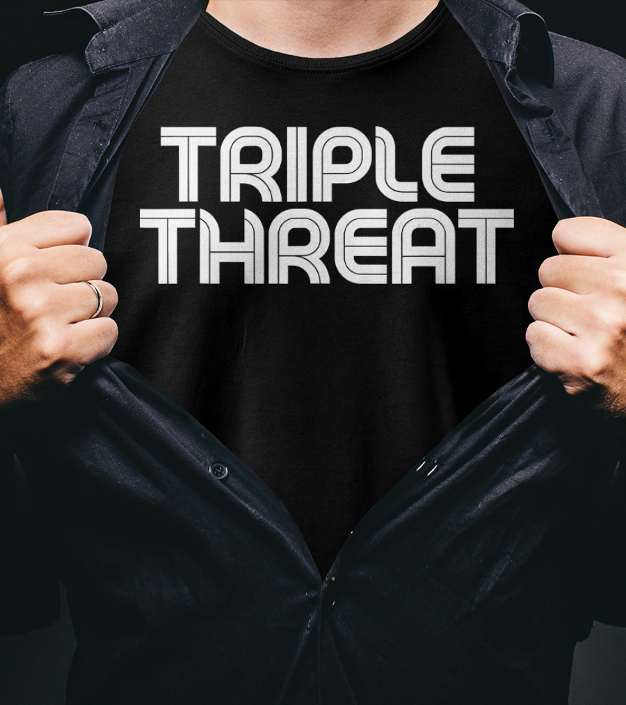 Triple Threat Funny Basketball Bold Typography T-Shirt