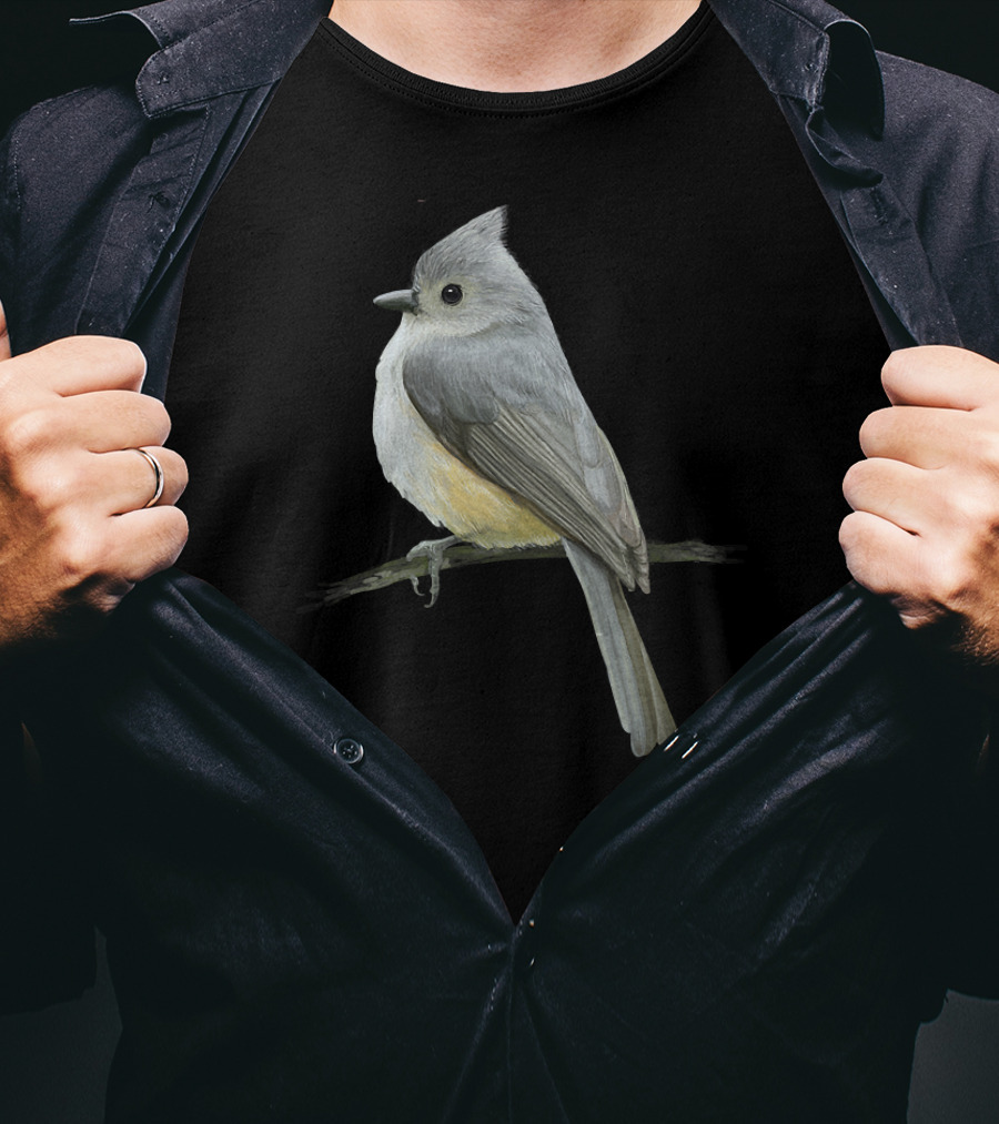 Tufted Titmouse Bird On Branch Wildlife T-Shirt