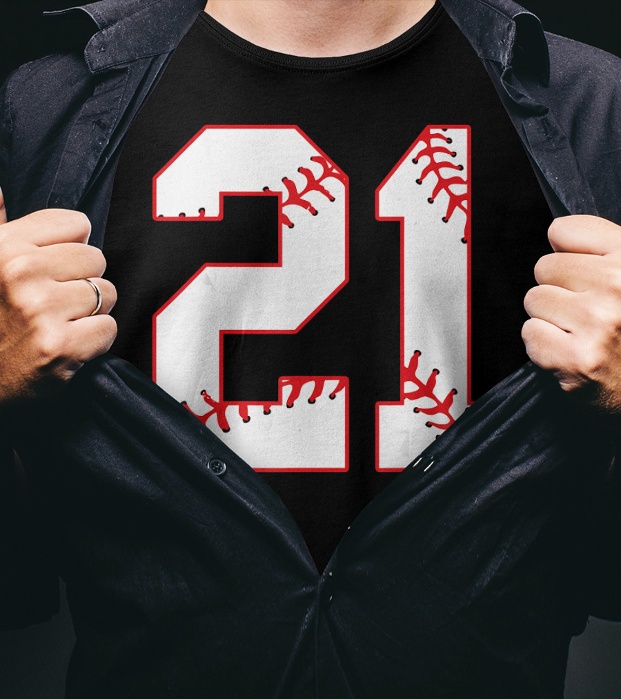 Twenty First Birthday Party 21th Baseball Number T-Shirt