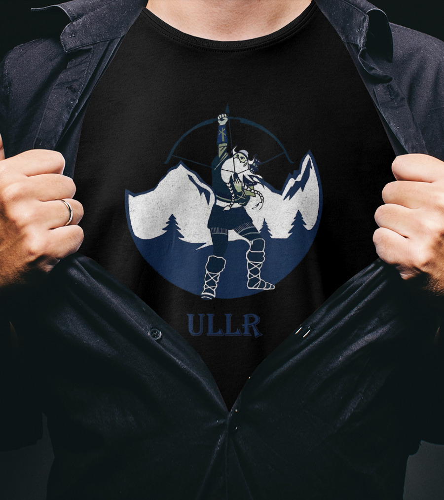 Ullr Norse God Of Archery With Bow In Nordic Mountain Scene T-Shirt
