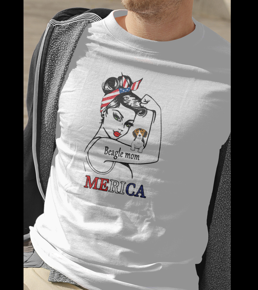 Unbreakable Beagle Mom Merica Bandana USA T-Shirt
