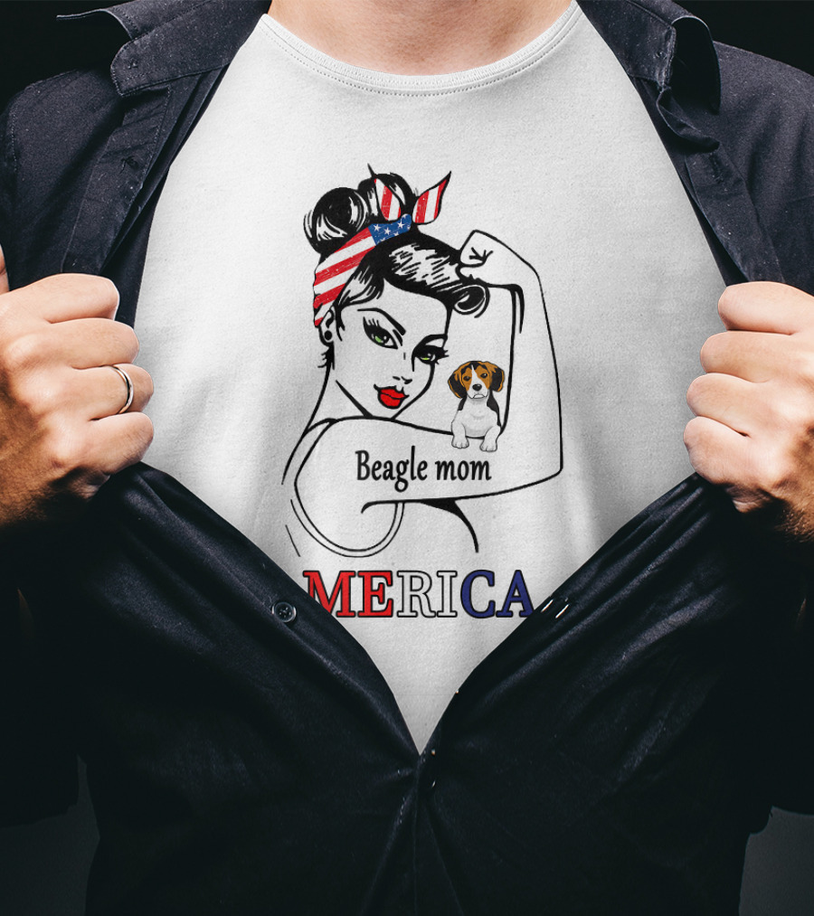 Unbreakable Beagle Mom Merica Bandana USA T-Shirt