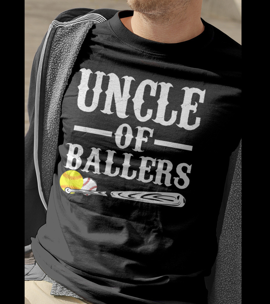 Uncle Of Ballers Baseball Bat Tennis Ball Clipboard T-Shirt