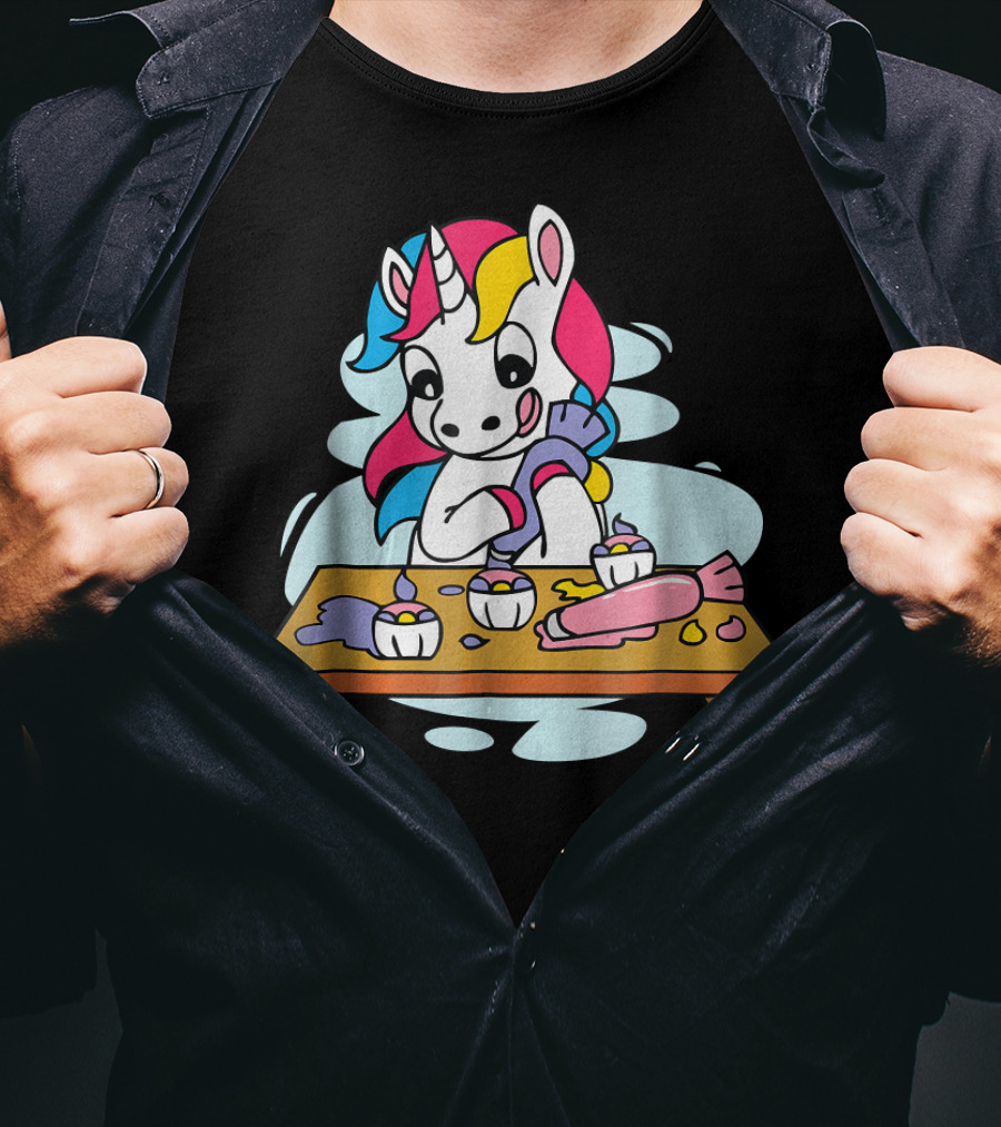 Unicorn Baking Cupcakes Cupcake Magic Baking Fun T-Shirt