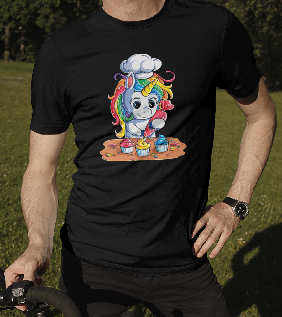 Unicorn Cupcake Girls Rainbow Baking Unicor Chef T-Shirt