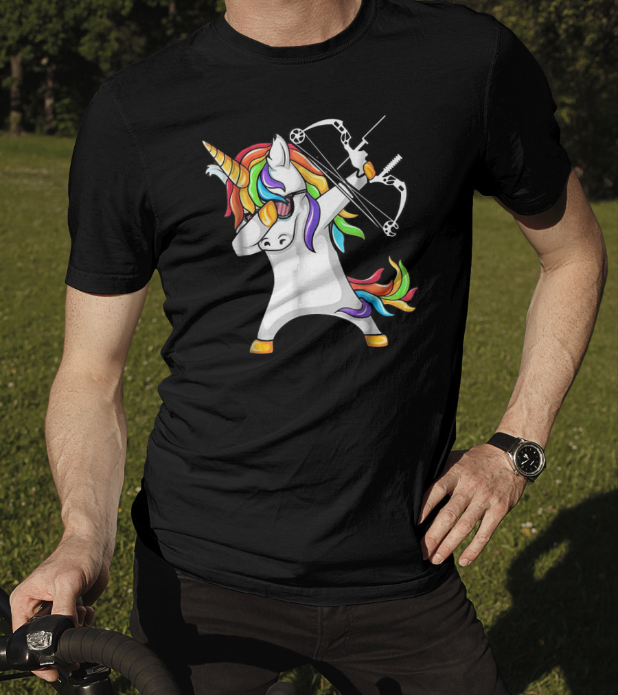 Unicorn Dabbing With Colorful Bow And Arrow Archery T-Shirt