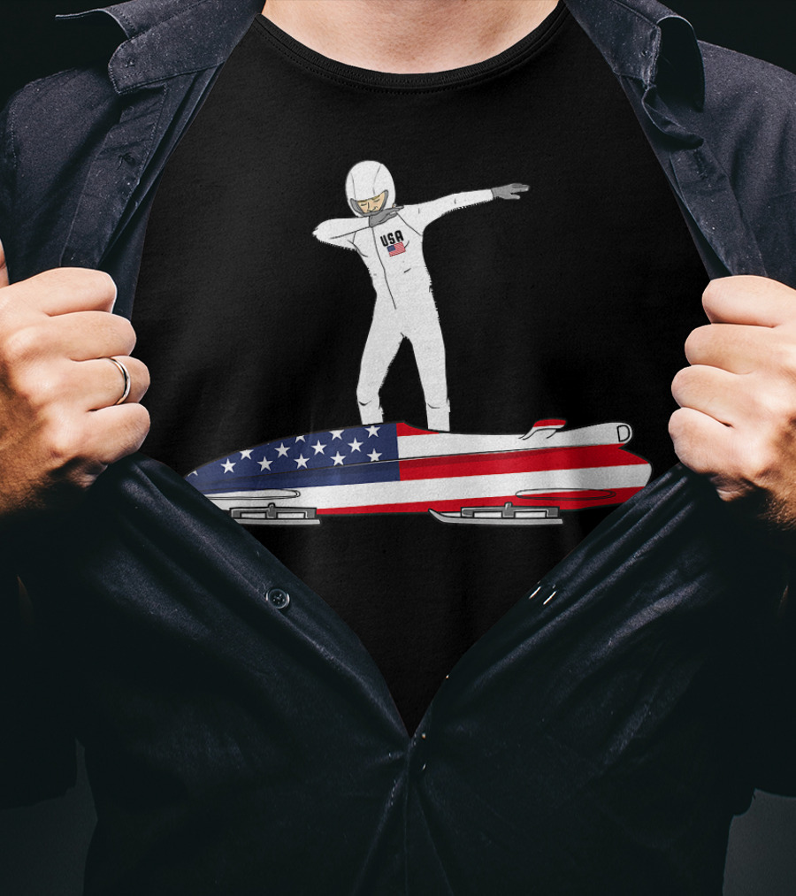 USA Bobsled Dabbing United States Flag Suit T-Shirt