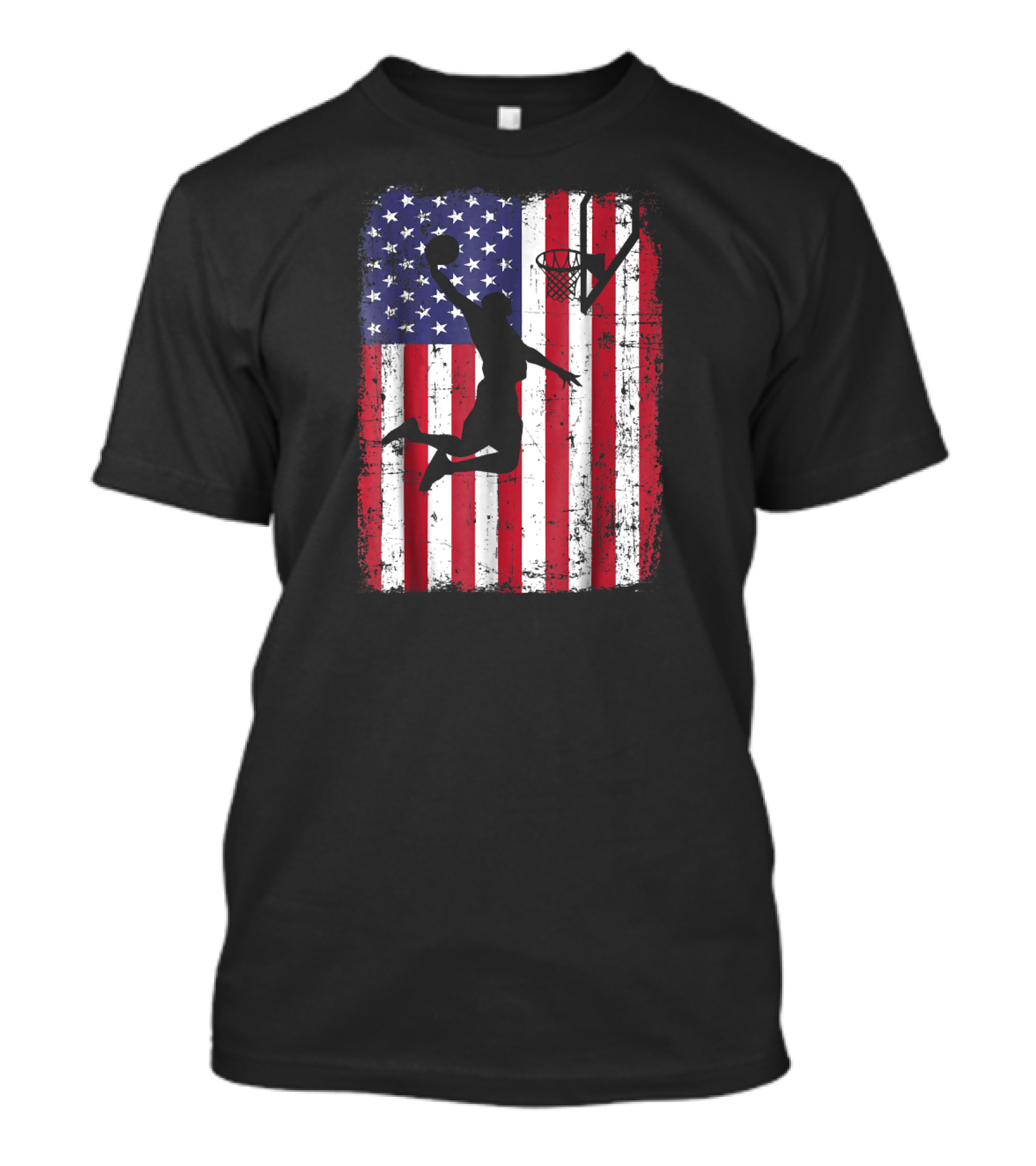USA American Flag Basketball Dunk T-Shirt