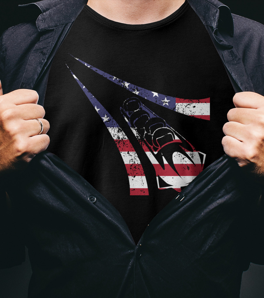 USA American Flag Bobsled Track T-Shirt