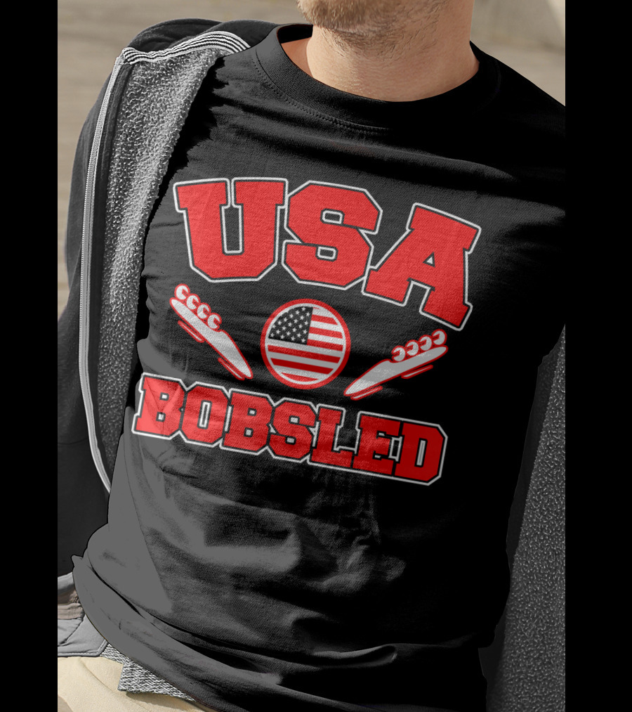 USA Bobsled American Flag Sleds T-Shirt