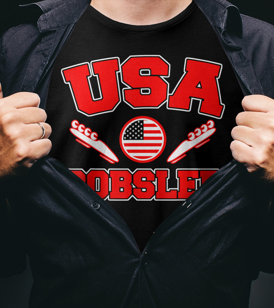 USA Bobsled American Flag Sleds T-Shirt