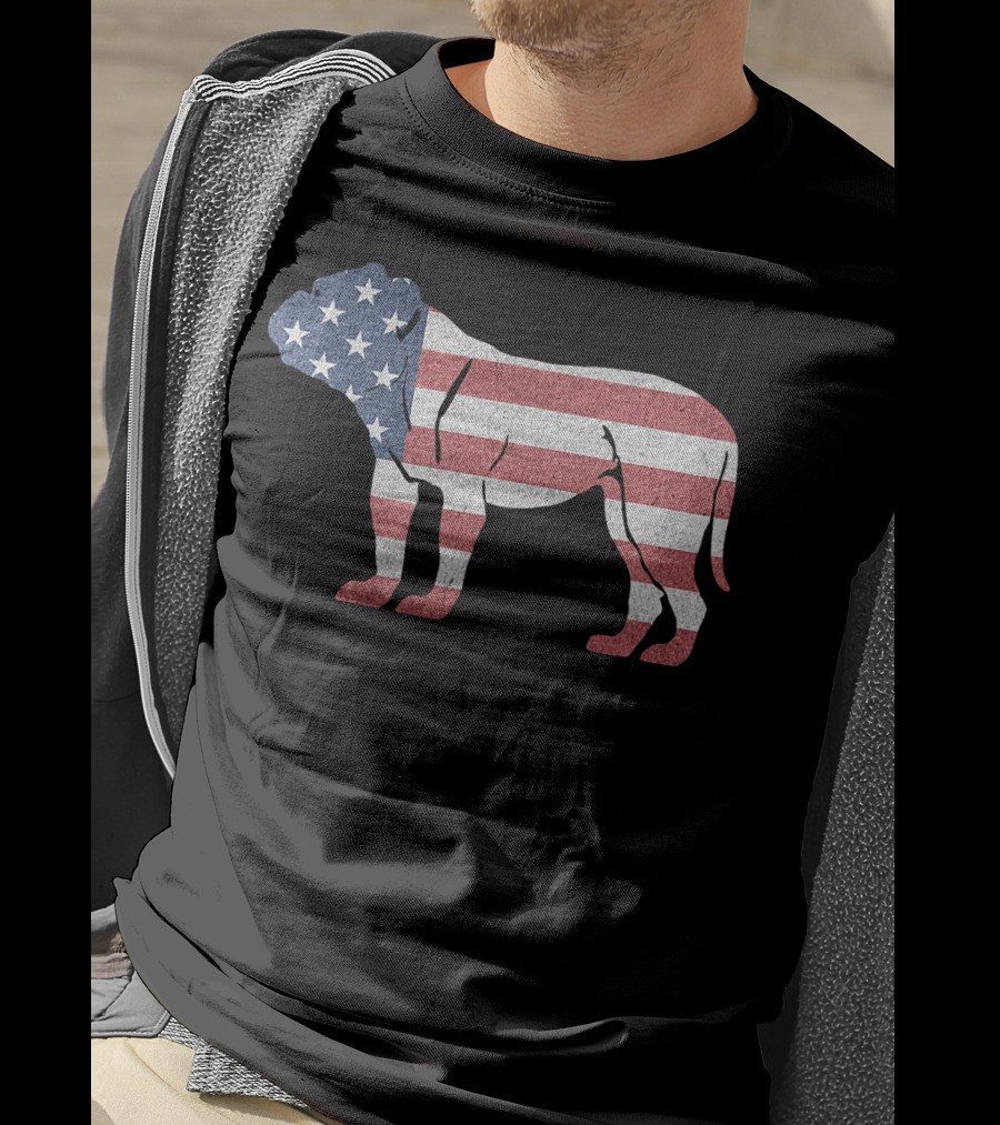 American Flag USA Bulldog Stylish Dog Animal T-Shirt