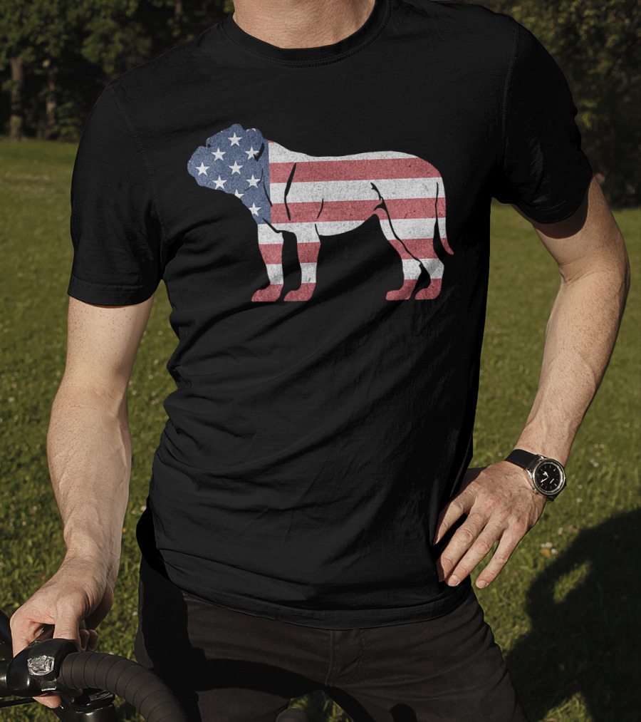 American Flag USA Bulldog Stylish Dog Animal T-Shirt