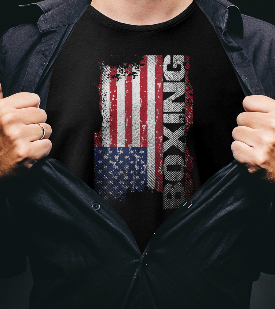 USA Flag Boxing Grunge T-Shirt