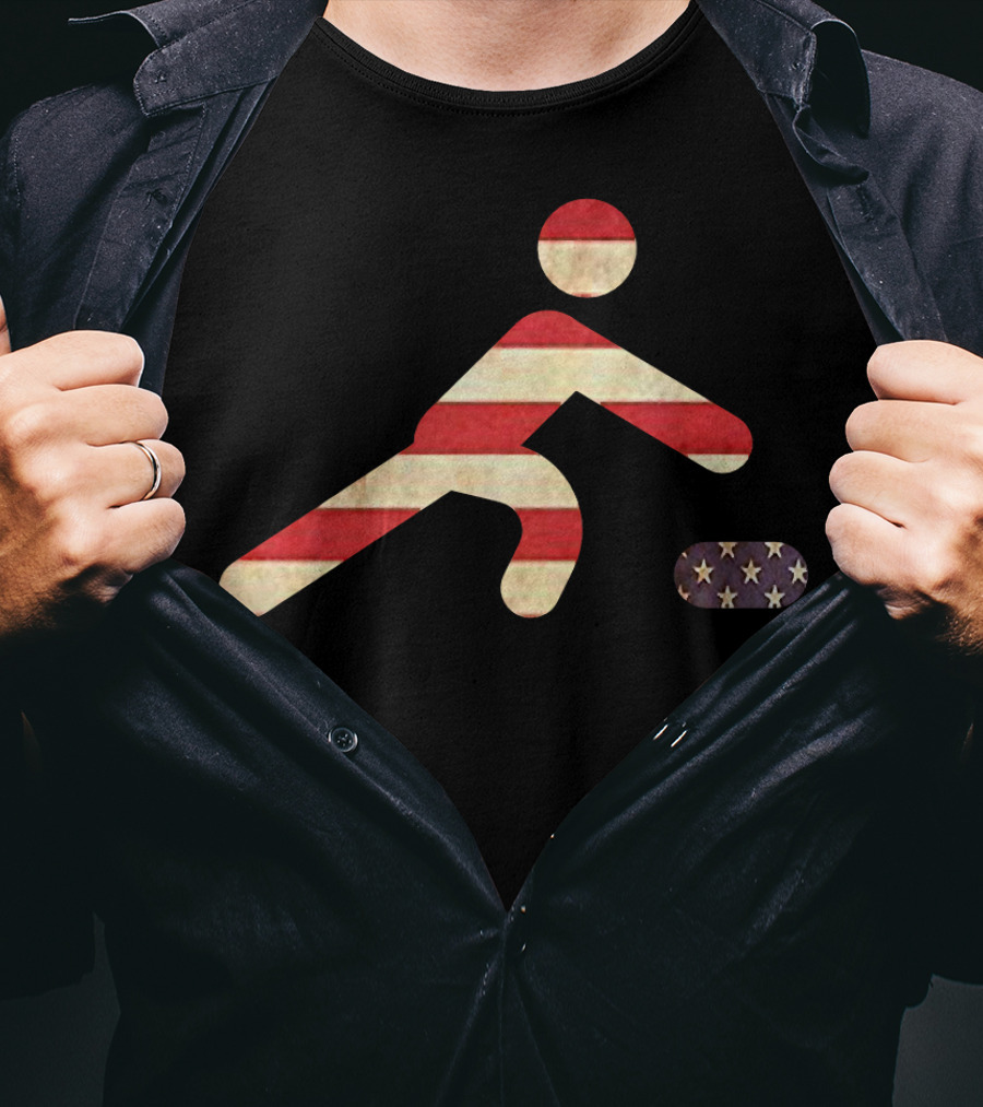 USA Funny Flag Curling American Fan Sports T-Shirt